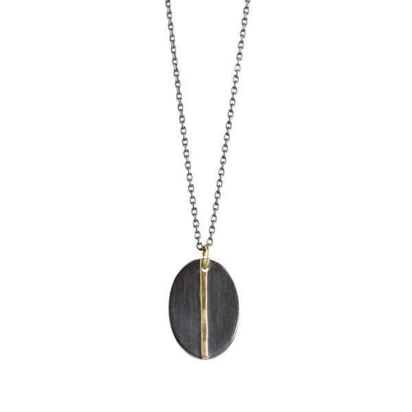 Two Tone Small Mod Oval Necklace
