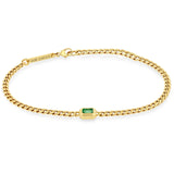 Small Curb Chain Emerald Cut Emerald Bezel Bracelet