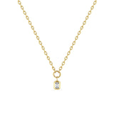 Small Square Oval Link Chain with Emerald Cut Diamond Pendant Necklace