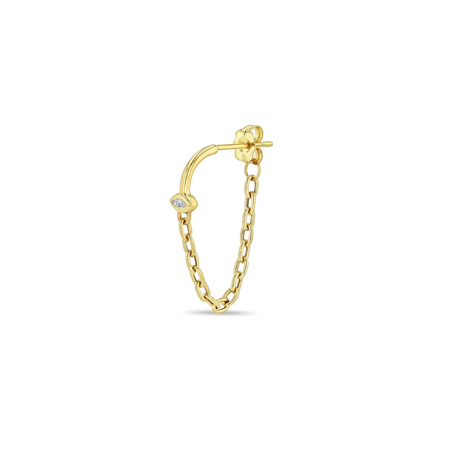 Marquise Diamond Mixed Wire & Square Oval Chain Huggie Earrings