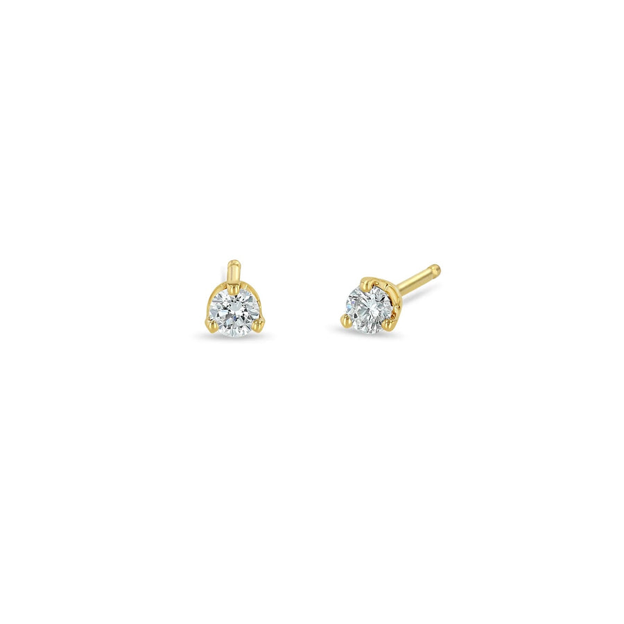 14k Prong Set Diamond Solitaire Studs - 3.4 mm