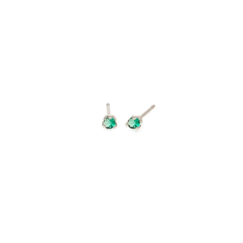 Small Emerald Prong Studs