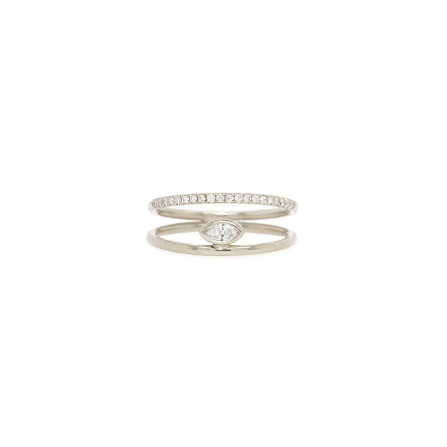 Pave & Marquise Diamond Open Double Band Ring