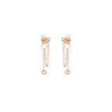 Diamond Chain Huggie Earrings with Floating Diamond Drop (.08tcw)