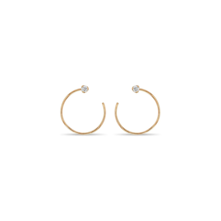 Prong Diamond Front Facing Threader Hoops