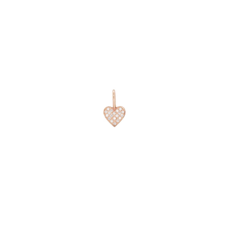 Single Midi Bitty Diamond Pave Heart Charm Pendant