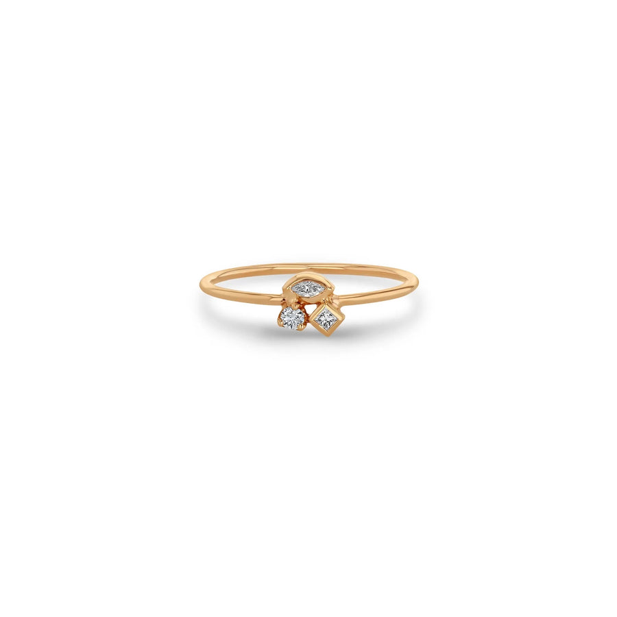 Mixed Cut Diamond Cluster Ring
