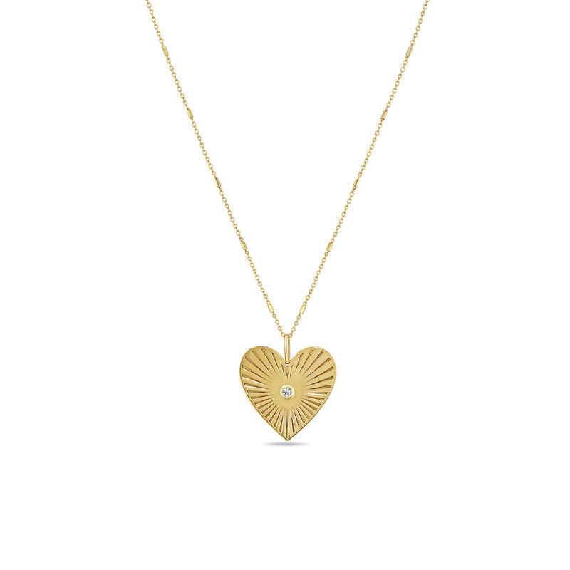 Medium Radiant Heart Diamond Bezel Medallion Necklace