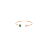 Prong Diamond & Emerald Open Ring