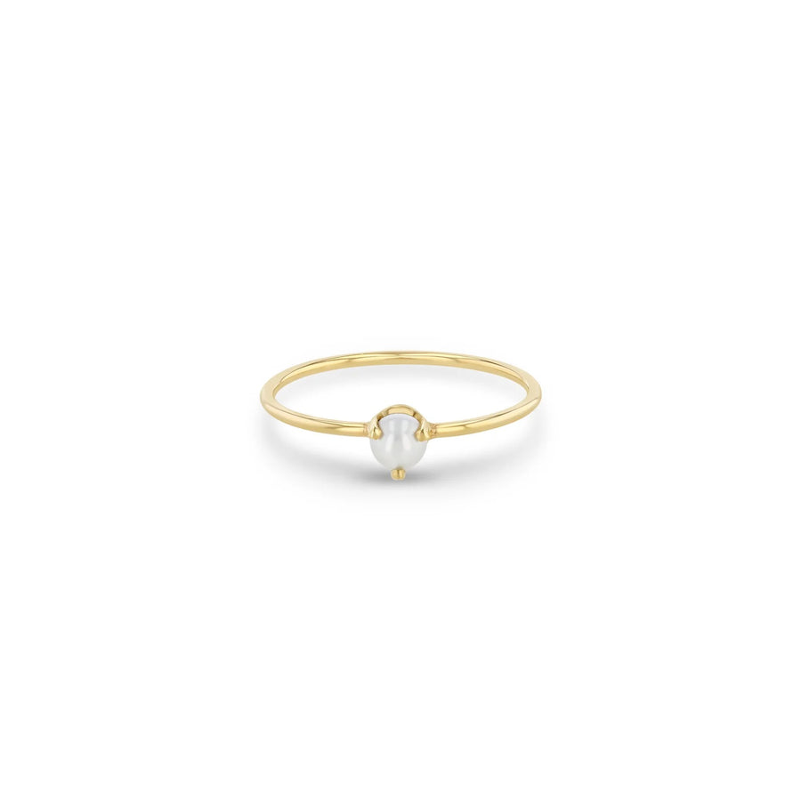 Single Pearl Prong Ring | June Birthstone