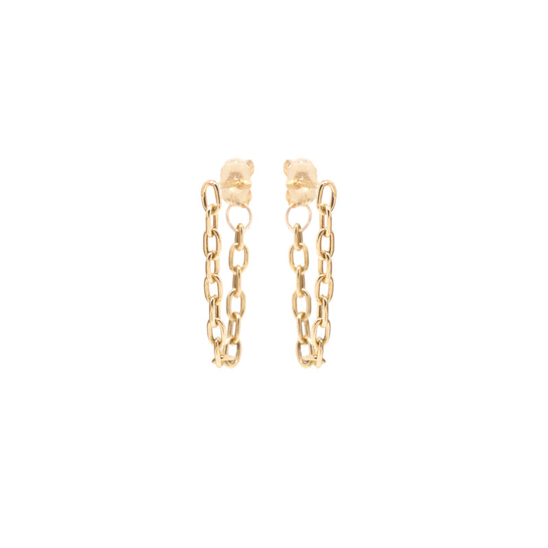 Small Square Oval Link Chain Earrings