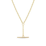 Small Square Oval Link Chain Faux Toggle Lariat Necklace