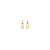 Prong Diamond with Single XXL Square Oval Link Earrings