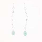 Long Amazonite and Sterling Silver Twig Earrings