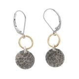 Mixed Metal Hammered Dot Drop and Circle Earrings