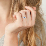 Blue Sapphire Oval and Round Charm Ring
