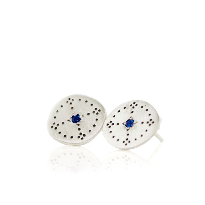 Blue Sapphire Nostalgia Charm Studs