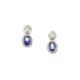 Oval and Round Diamond and Blue Sapphire Studs