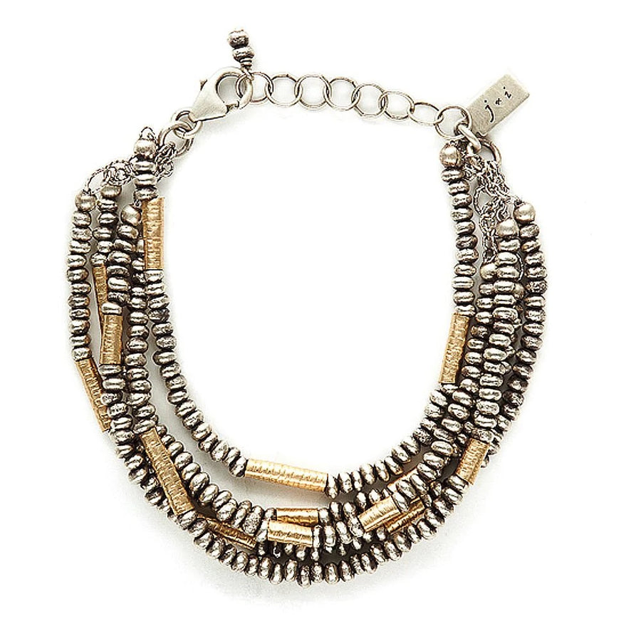 Mixed Metal Multistrand Bead Bracelet with Tubing