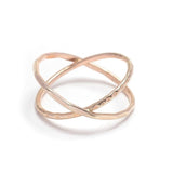 Hammered + Etched 14k Gold Fill Crisscross Band