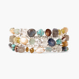 Blue Stone Mix Silver Wrap Bracelet