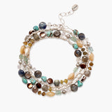 Blue Stone Mix Silver Wrap Bracelet
