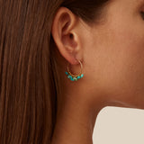 Turquoise Charm Gold Hoops