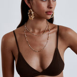Hessonite Two Tone Nugget Bead Necklace