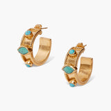 Multi Turquoise Stone Gold Post Hoops