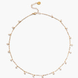 Gold Chain Necklace with White Pearl Charms