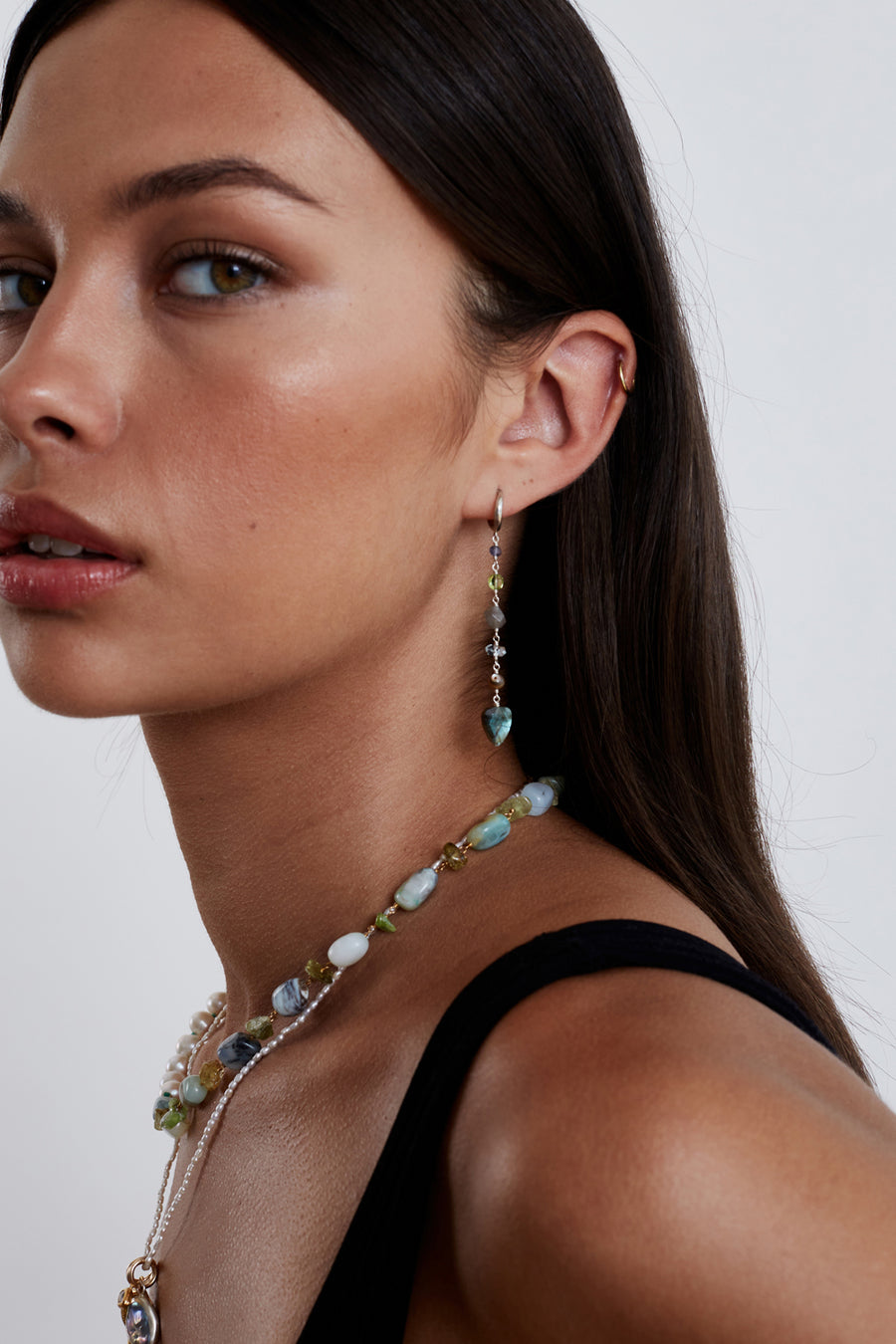 Blue Multi Stone Mix Stud Hoops