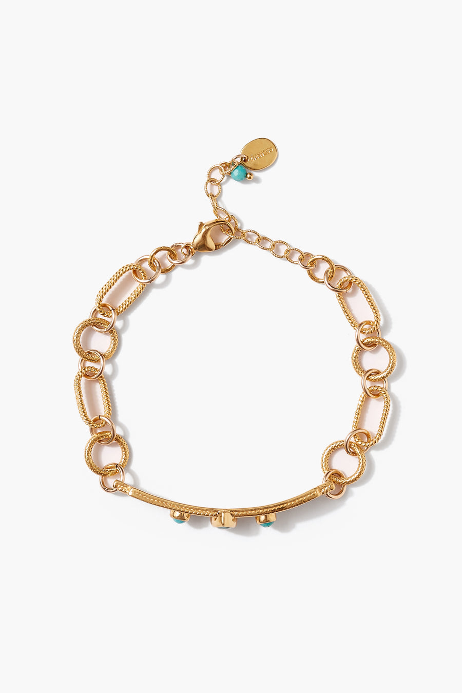 Chain & Bar Bracelet with Turquoise