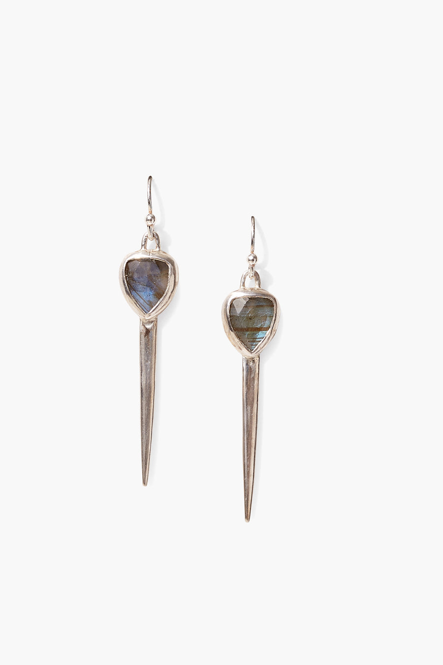 Labradorite Long Silver Drop Earring