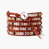 Red Leather Multi Stone Mix Wrap