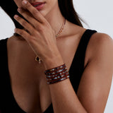Red Leather Multi Stone Mix Wrap