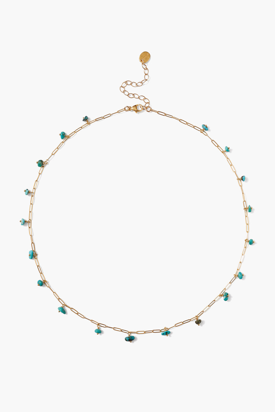 Gold Chain Necklace with Turquoise Charms