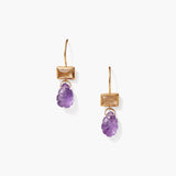 Amethyst and Citrine Mix Gold Drop Earrings