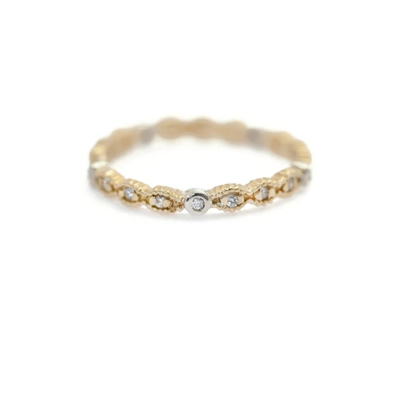 18k Ribbed Ribbon Thin Two Tone Band